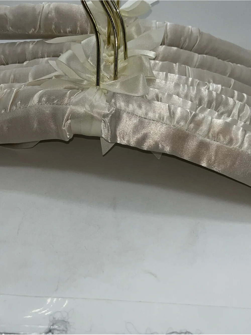 Satin Padded Ivory White Solid Hangers - Lot Of 7